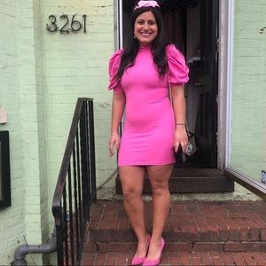 Bell sleeve pink tea fancy dress poof sleeves